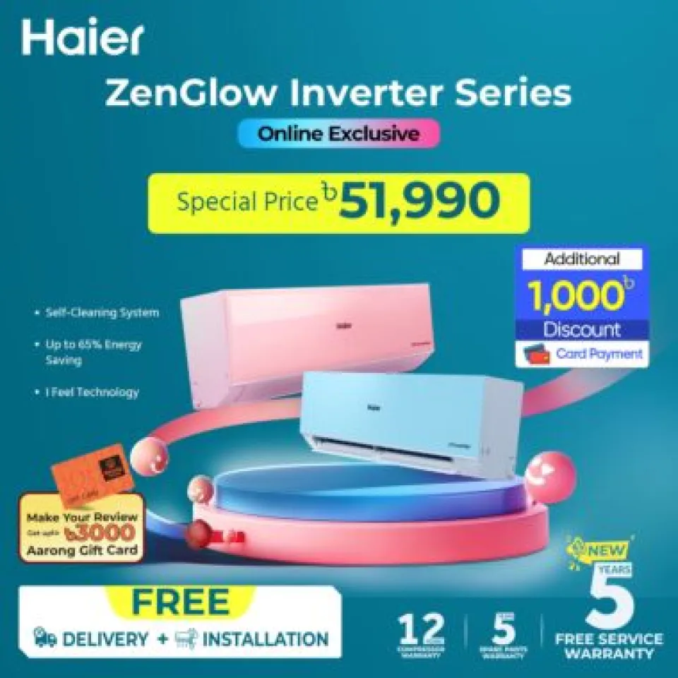 Haier 1.5 Ton ZenGlow Inverter Air Conditioner [ZenGlow-18INVPX6P]
