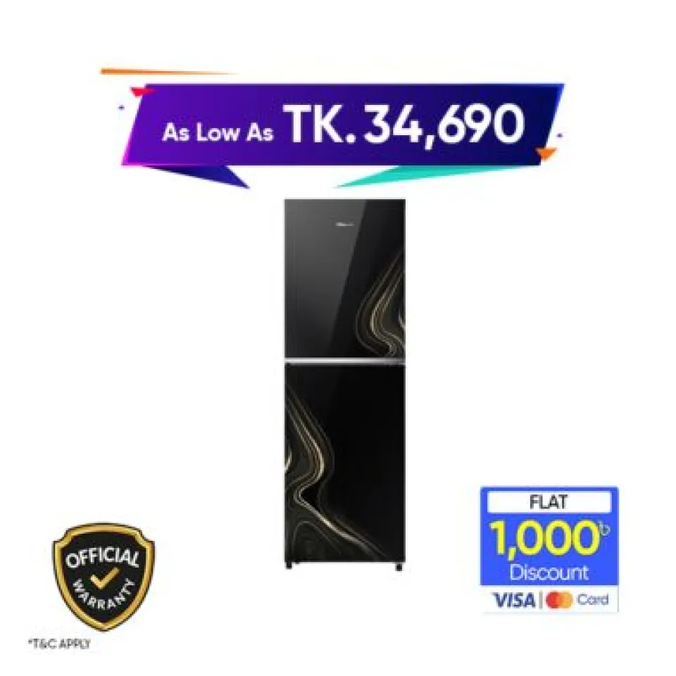Hisense 277L TMF Glass Door Refrigerator (RTDG277NAGS/BD3)-Golden Sunlight